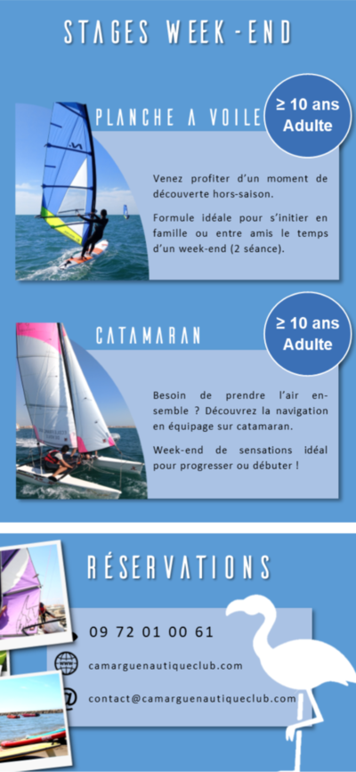 stages weekend, stages de voile